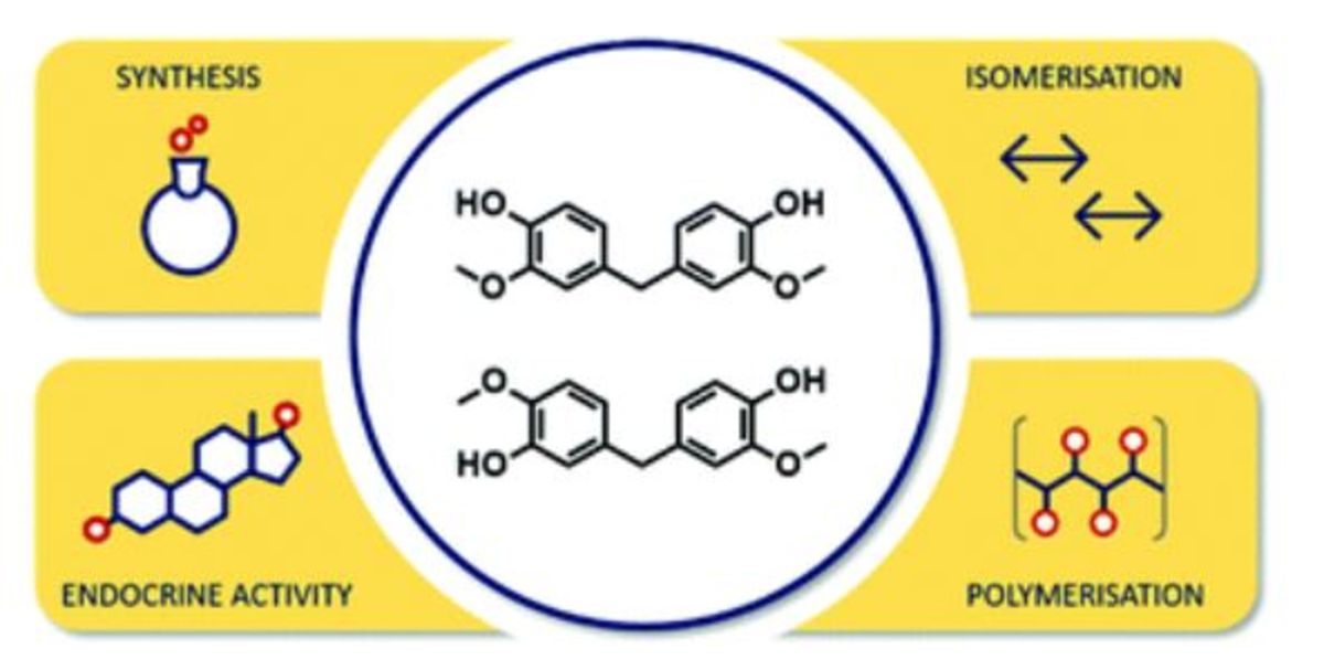 Regioselective synthesis, isomerisation, in vitro oestrogenic activity, and copolymerisation of bisguaiacol F (BGF) isomers