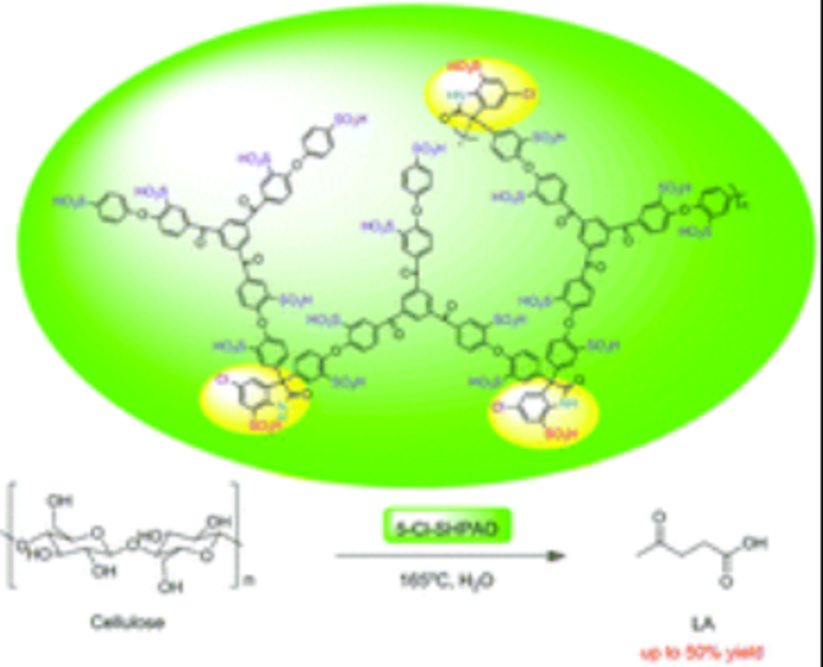 Molecular design of sulfonated hyperbranched poly(arylene oxindole)s for efficient cellulose conversion to levulinic acid