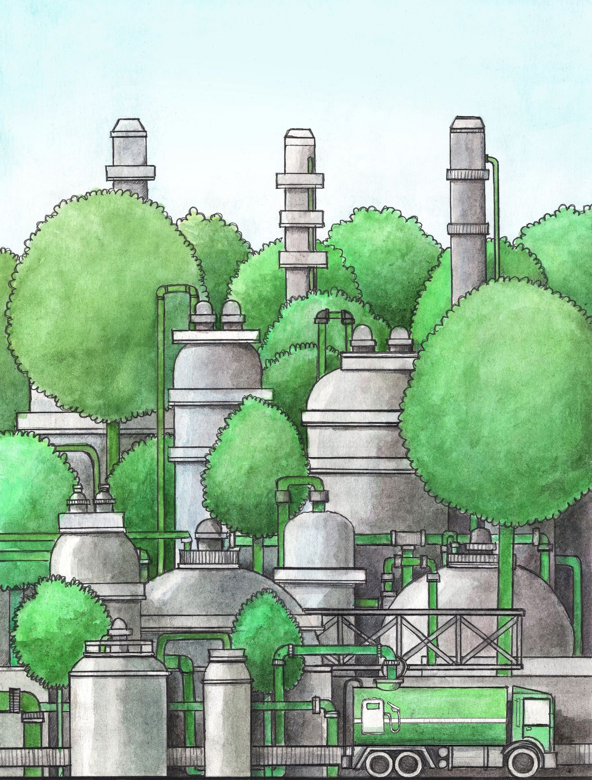 Direct upstream integration of biogasoline production into current light straight run naphtha petrorefinery processes.